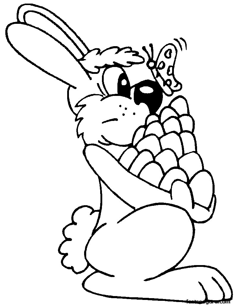 Print out Easter Bunny And Butterfly Coloring sheet